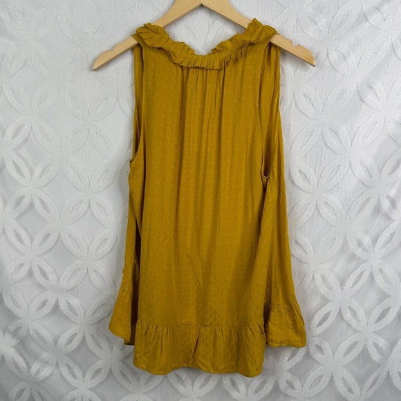 Ramy Brook Joni Sleeveless Ruffle-Hem Tassel Tie Mustard Top‎ Size S NWT - Picture 5 of 9